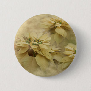 Badge Rond 5 Cm Art numérique Poinsettias couleur crème