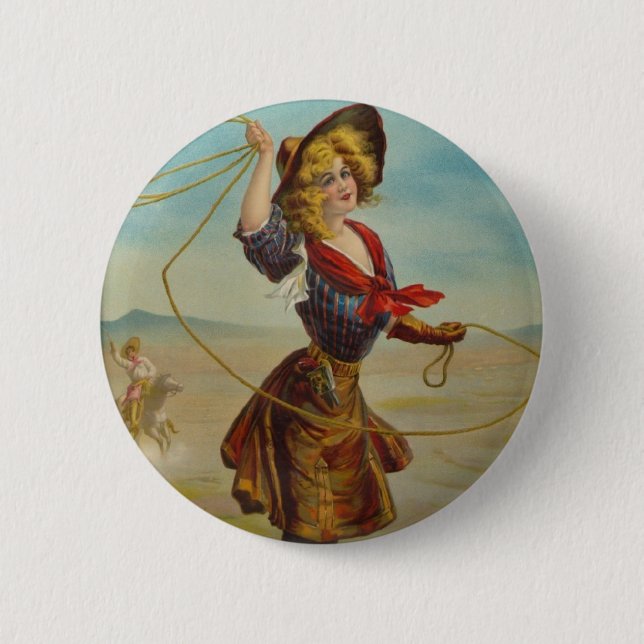 Badge Rond 5 Cm Art occidental d'illustration de cowboy de (Devant)