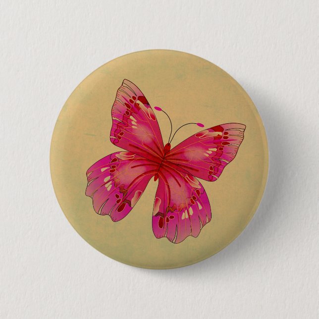 Badge Rond 5 Cm Art papillon vintage rose (Devant)