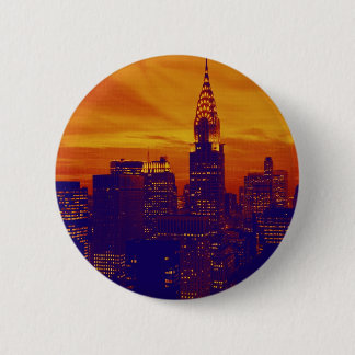 Badge Rond 5 Cm Art pop orange bleu New York City
