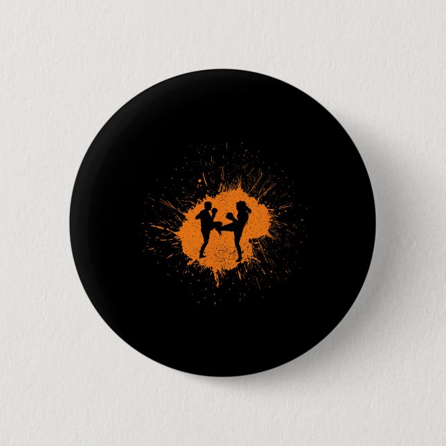 Badge Rond 5 Cm Art Sport de kickboxing  (Devant)