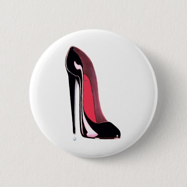 Badge Rond 5 Cm Art stylet noir de chaussure (Devant)