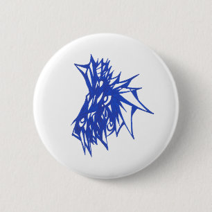 Badge Rond 5 Cm Art tribal abstrait coloré bleu Tattoo