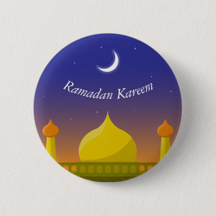 Badge Rond 5 Cm Art typographique du croissant islamique Ramadan K
