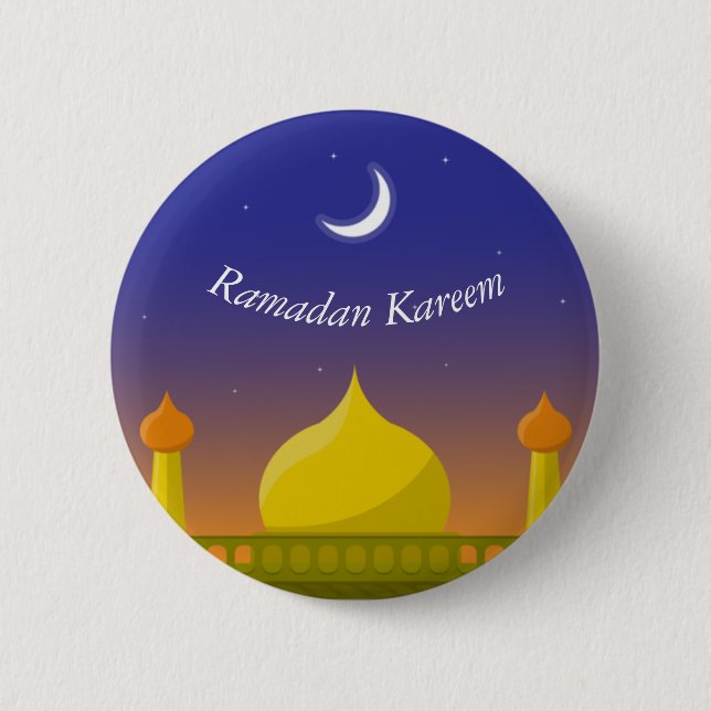 Badge Rond 5 Cm Art typographique du croissant islamique Ramadan K (Devant)
