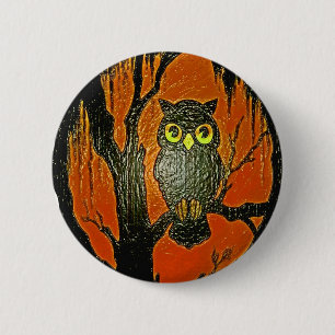 Badge Rond 5 Cm Art vintage de bande dessinée de hibou