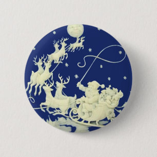 Badge Rond 5 Cm Art vintage de carte postale de Noël du père no