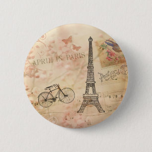Badge Rond 5 Cm Art vintage de Tour Eiffel
