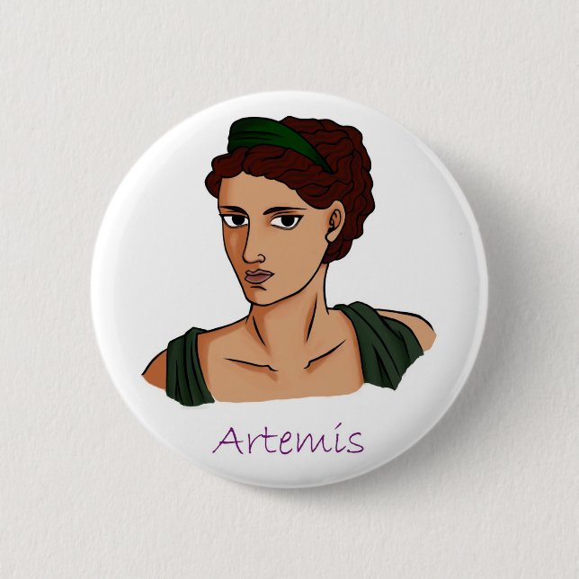 Badge Rond 5 Cm Artemis - Insigne de déesse grecque (Devant)