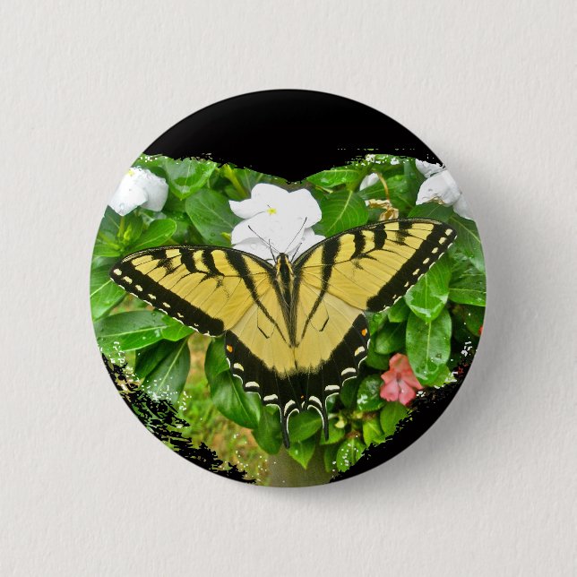 Badge Rond 5 Cm Articles de papillon d'hiver de tigre d'anniversai (Devant)