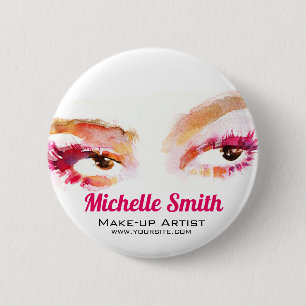 Badge Rond 5 Cm Artiste de maquillage oculaire rose Brown