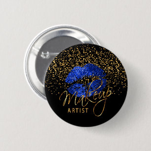 Badge Rond 5 Cm Artiste de maquillage professionnel - Lèvres bleu