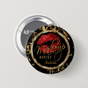 Badge Rond 5 Cm Artiste de maquillage professionnel - Rouge, Noir 