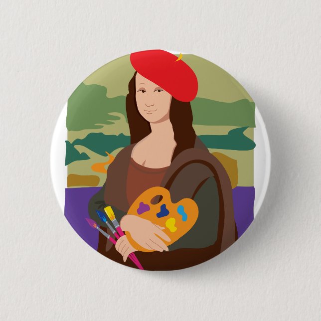 Badge Rond 5 Cm Artiste de Mona Lisa (Devant)