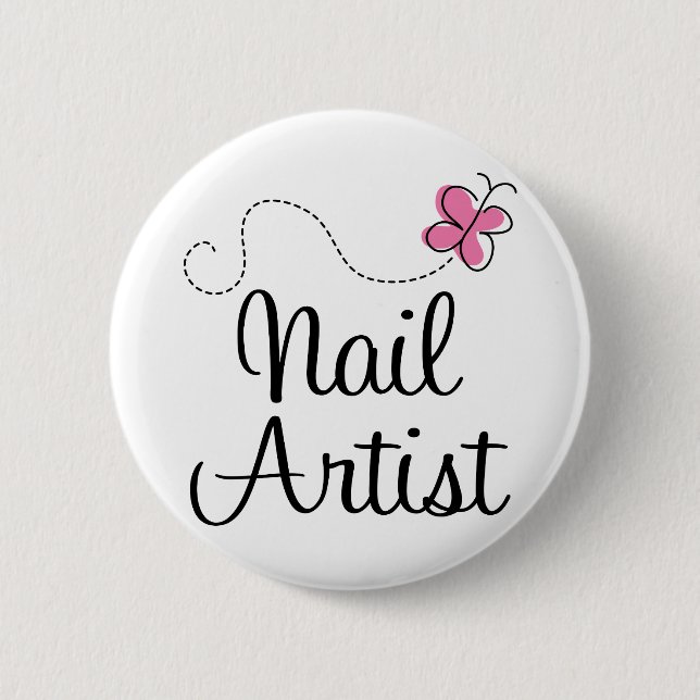 Badge Rond 5 Cm Artiste rose mignon de clou de papillon (Devant)