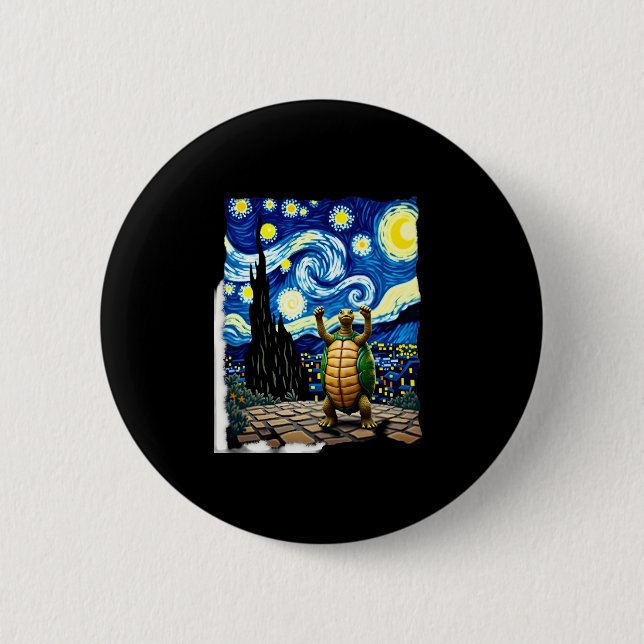 Badge Rond 5 Cm Artistic Turtle Shirt  Starry Night Turtle (1) (Devant)
