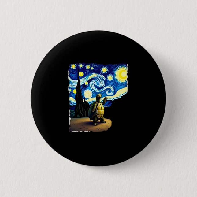 Badge Rond 5 Cm Artistic Turtle Shirt  Starry Night Turtle (4) (Devant)