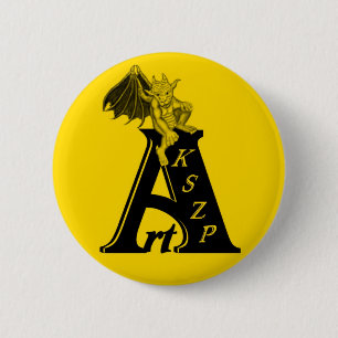 Badge Rond 5 Cm ArtKSZP Logo mit kleinem Golem schwarz design gelb