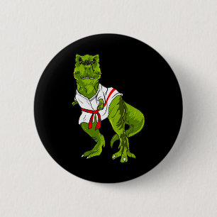 Badge Rond 5 Cm Arts martiaux de dinosaure ninja drôle judo karaté