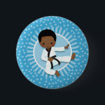 Badge Rond 5 Cm Arts martiaux de l'African American Karate Boy<br><div class="desc">This design feh cute African American martial arts kid with black belt C'est du gâteau décoratif bleu.</div>