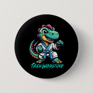 Badge Rond 5 Cm Arts Martiaux Drôles Karaté Taekwondo Dino Animal 