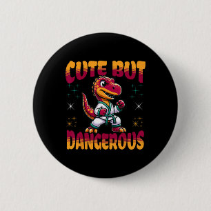 Badge Rond 5 Cm Arts Martiaux Drôles Karaté Taekwondo Dinosaure An