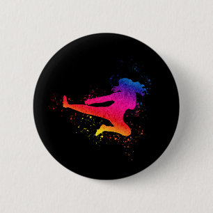 Badge Rond 5 Cm Arts Martiaux Féminins, Coup De Feu, Coup De Peint