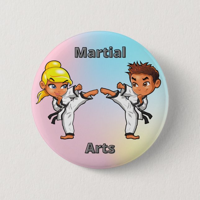 Badge Rond 5 Cm Arts martiaux garçon et fille (Devant)