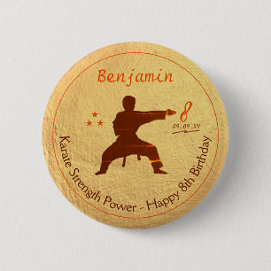 Badge Rond 5 Cm Arts martiaux modernes Karate Kids 8e anniversaire