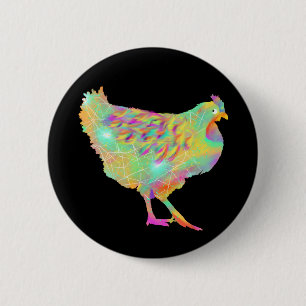 Badge Rond 5 Cm Artsy Coloré Poulet mignonne Ferme Hen Animal Art