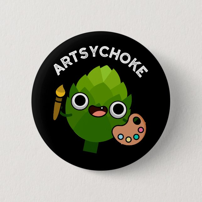 Badge Rond 5 Cm Artsychoke Funny Veggie Artichoke Pun Dark BG (Devant)