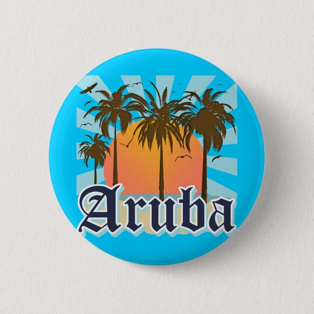 Badge Rond 5 Cm Aruba échoue le coucher du soleil (Devant)