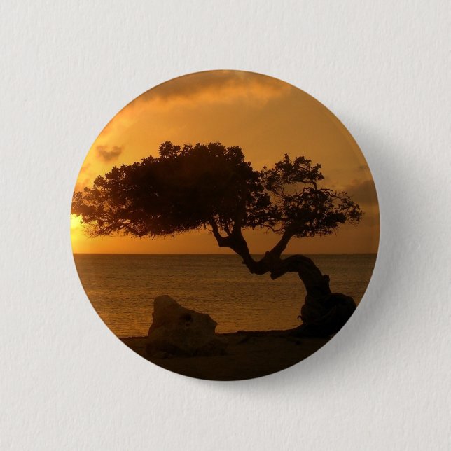 Badge Rond 5 Cm Aruba Sunset Divi Divi Tree (Devant)