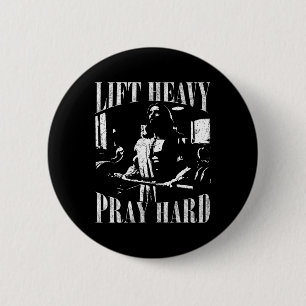 Badge Rond 5 Cm Ascenseur Lourd Priez Dur Gym Jesus Christian Pour