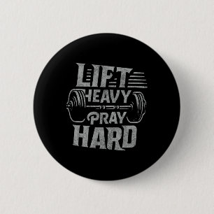 Badge Rond 5 Cm Ascenseur Lourd Priez Dur Gym Jesus Christian Pour