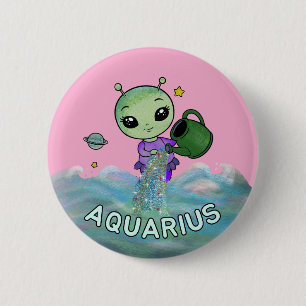 Badge Rond 5 Cm Asigne étoile Aquarius porteur d'eau zodiac étoile
