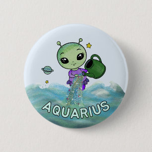 Badge Rond 5 Cm Asigne étoile Aquarius porteur d'eau zodiac étoile