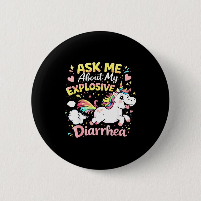 Badge Rond 5 Cm Ask about explosive diarrhea funny poop meme (Devant)