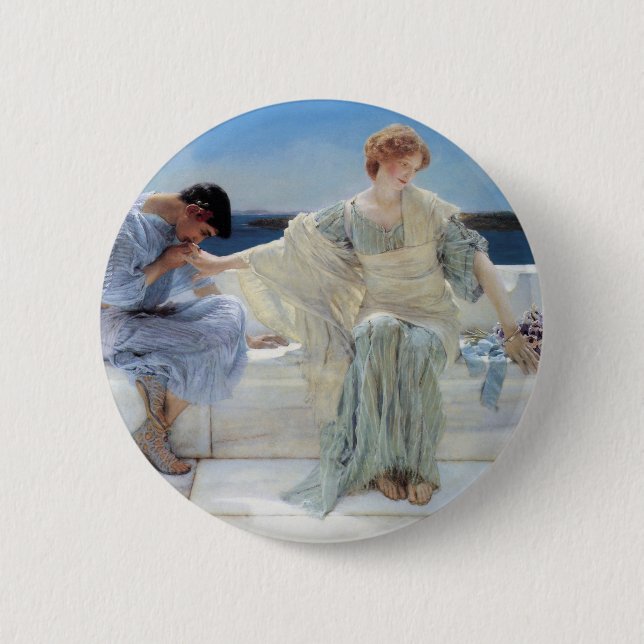 Badge Rond 5 Cm Ask Me No More par Sir Lawrence Alma Tadema (Devant)