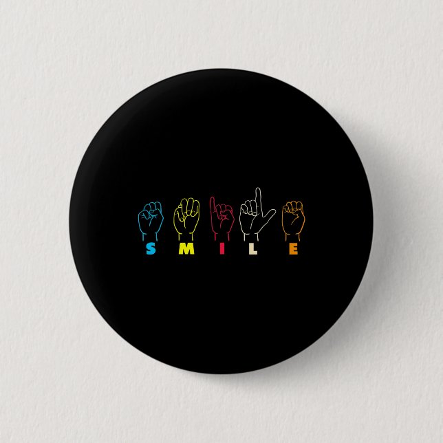 Badge Rond 5 Cm Asl Alphabet American Sing Langue Asl Enseignant (Devant)