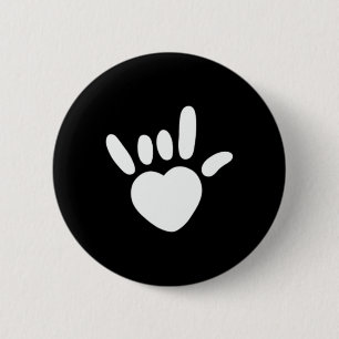 Badge Rond 5 Cm ASL Love Sign American Sign Language Deaf Awards