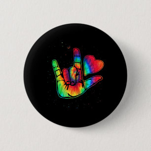 Badge Rond 5 Cm ASL Love Sign Language