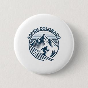 Badge Rond 5 Cm Aspen Colorado Station de ski d'hiver Ski d'hiver
