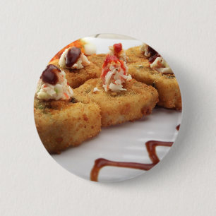 Badge Rond 5 Cm Assiette de rouleaux de sushi japonais asiatique