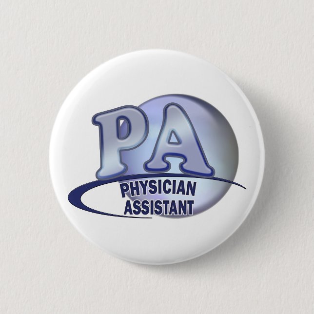 BADGE ROND 5 CM ASSISTANT BLEU DE MÉDECIN DE LOGO DE PA (Devant)