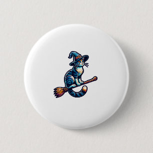 Badge Rond 5 Cm Assistant Chat Halloween sorcière Amoureux de les