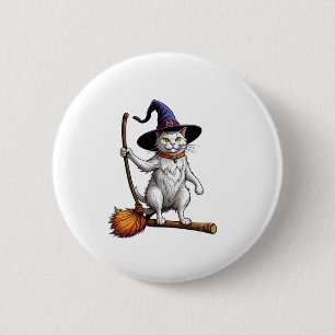 Badge Rond 5 Cm Assistant Chat Sorcière Halloween Amoureux de les