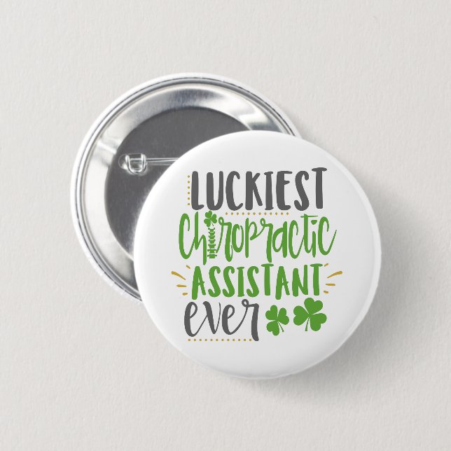 Badge Rond 5 Cm Assistant chiropratique Lucky, Chiropratique (Devant & derrière)