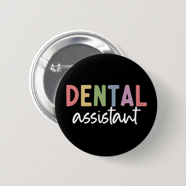 Badge Rond 5 Cm Assistant dentaire | Cadeaux pour dentiste adjoint (Devant & derrière)