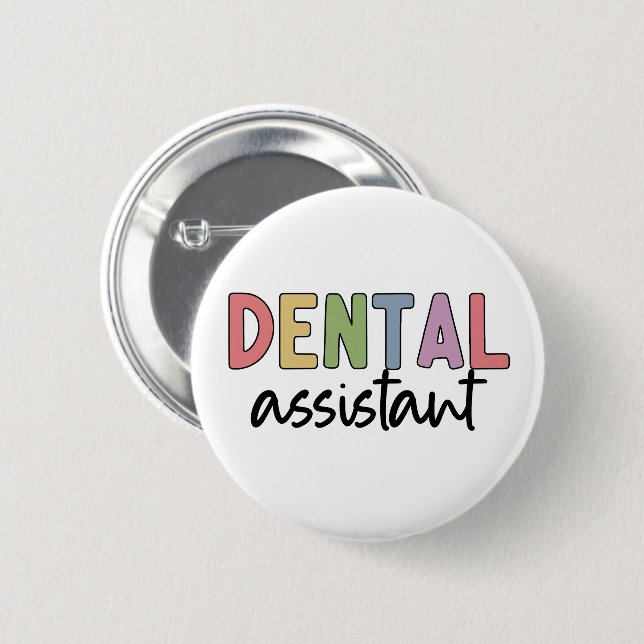 Badge Rond 5 Cm Assistant dentaire | Cadeaux pour dentiste adjoint (Devant & derrière)